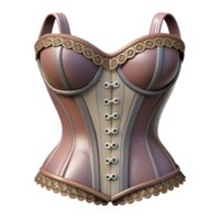 gorgeous organic Professional render of a vintage corset with lace detailing, isolated cutout, hyper-specific with Transparent Background genuine png
