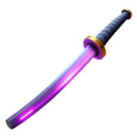 por excelencia artístico fotorrealista, ultra detallado profesional prestar, aislado separar de un soltero cyberpunk katana con un brillante borde con transparente antecedentes profesional png