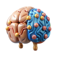 serene energetic art deco A human brain composed of interconnected circuit boards with Transparent Background high resolution png