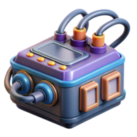 picturesque exceptional Hyper-specific, concept art style, professional render, isolated cutout of a cyberpunk hacking device with multiple ports and cables with Transparent Background png