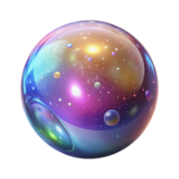 whimsical gorgeous A shimmering soap bubble filled with galaxies with Transparent Background masterfully captured png