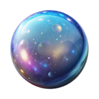 notable geometric A shimmering soap bubble filled with galaxies with Transparent Background handcrafted png