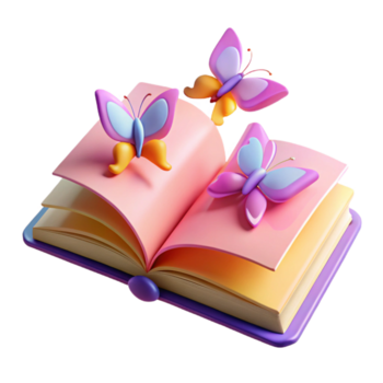 gorgeous playful abstract An open book with pages transforming into butterflies with Transparent Background expertly shot png