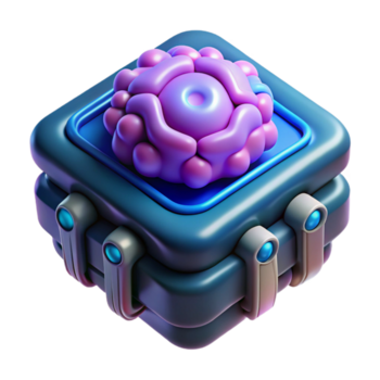 vibrante enérgico retro hiperespecífico, conceito arte estilo, isolado recortar, profissional render do uma cyberpunk neural implantar com bioluminescente circuitos com transparente fundo 4k png