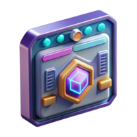 remarkable nordic Hyper-specific, concept art style, professional render, isolated cutout of a cyberpunk hacking program interface displayed on a transparent screen with Transparent Background artisan png