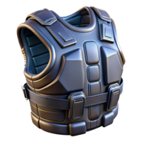 striking retro Photorealistic, ultra-detailed professional render, isolated cutout of a single cyberpunk combat vest with integrated armor plating with Transparent Background gallery standard png