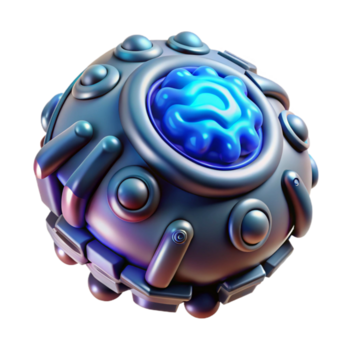 quintessencial orgânico hiperespecífico, conceito arte estilo, isolado recortar, profissional render do uma cyberpunk neural implantar com bioluminescente circuitos com transparente fundo ultra hd png