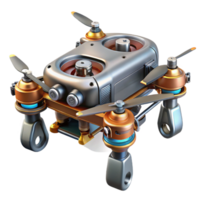 sumptuous ethereal art deco Concept art style, isolated cutout of a hyper-detailed cyberpunk drone chassis with exposed wiring and circuitry, professional render with Transparent Background crisp png