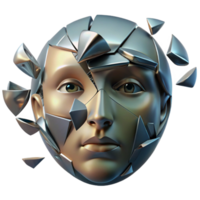 notable bohemian A shattered mirror reflecting fragments of a face with Transparent Background high quality png
