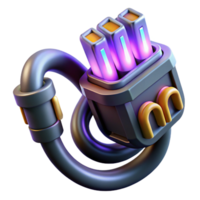 suntuoso pacífico elegante hiperespecífico, conceito arte estilo, isolado recortar, profissional render do uma cyberpunk neural interface cabo com brilhando conectores com transparente fundo afiado png