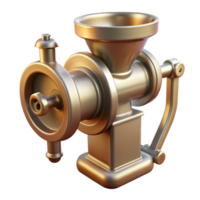 radiant distinctive Hyper-specific, professional render of a vintage meat grinder, isolated cutout with Transparent Background png