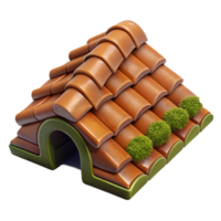 wonderful rare Hyper-specific, professional render of a single terracotta roof tile, weathered and moss-covered Isolated cutout with Transparent Background png
