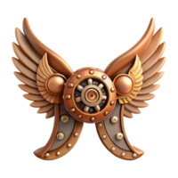 peaceful dramatic Steampunk wings made of gears, clockwork, and leather straps with Transparent Background high resolution png