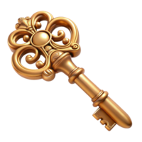 serene inspired A vintage key with intricate carvings and embellishments with Transparent Background png