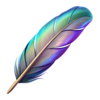 nostalgic dazzling Hyper-specific, professional render, isolated cutout, photorealistic single, feather with iridescent barbules with Transparent Background authentic png