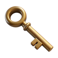 immaculate energetic artistic Photorealistic, ultra-detailed isolated cutout of a single, antique, skeleton key with Transparent Background professional png