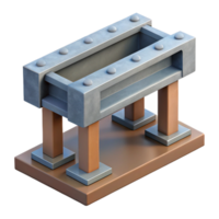 standout geometric Hyper-specific professional render of a single, concrete structural support beam with exposed rebar Isolated cutout with Transparent Background ultra HD png