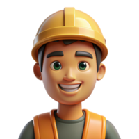 unforgettable industrial Portrait of a smiling construction worker, with Transparent Background 4K png