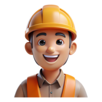 wonderful nostalgic artistic Portrait of a smiling construction worker, with Transparent Background museum quality png