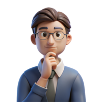 serene dynamic elegant Portrait of a thinking teacher, with Transparent Background premium png