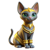 radiant retro Bastet, Egyptian cat goddess with Transparent Background premium png