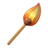 radiant unparalleled Photorealistic, professional render, isolated cutout, hyper-specific single, burning matchstick with Transparent Background png