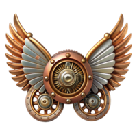 playful impressive Steampunk wings crafted from gears, springs, and metal feathers with Transparent Background high resolution png