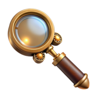splendid gothic Steampunk magnifying glass with a brass handle and intricate engravings with Transparent Background perfect clarity png