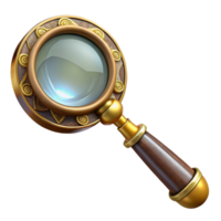 passionate stunning Steampunk magnifying glass with a brass handle and intricate engravings with Transparent Background museum quality png