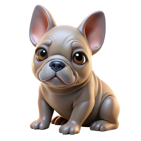 quintessential mid-century Ultra-detailed, photorealistic professional render of an isolated cutout of a single French bulldog puppy, sitting, tilting head with Transparent Background sharp png