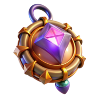 serene nostalgic tropical A magical amulet, glowing gem, intricate setting with Transparent Background detailed png