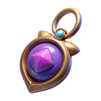 standout creative Ultra-detailed, photorealistic isolated cutout of a single, enchanted amulet with a pulsating gemstone, professional render with Transparent Background handcrafted png