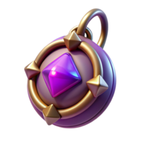 vibrant gothic Ultra-detailed, photorealistic isolated cutout of a single, enchanted amulet with a pulsating gemstone, professional render with Transparent Background fine detail png