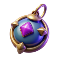 striking inspired Ultra-detailed, photorealistic isolated cutout of a single, enchanted amulet with a pulsating gemstone, professional render with Transparent Background png