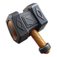 radiant vintage Concept art style, hyper-specific professional render of an isolated cutout, dwarf blacksmith's hammer with intricate runes with Transparent Background elite png