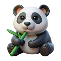remarkable urban Concept art style, hyper-specific isolated cutout of a professional render of a single giant panda chewing bamboo with Transparent Background masterfully captured png
