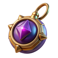 iconic bohemian Ultra-detailed, photorealistic isolated cutout of a single, enchanted amulet with a pulsating gemstone, professional render with Transparent Background premium png