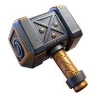 tranquil elegant Concept art style, hyper-specific professional render of an isolated cutout, dwarf blacksmith's hammer with intricate runes with Transparent Background original png
