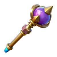 wonderful peaceful bohemian Concept art style, hyper-specific professional render of an isolated cutout, ornate wizard's staff with a crystal orb at the top with Transparent Background ultra HD png