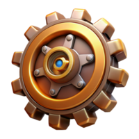 timeless minimalist Steampunk gear isolated, large and intricate with Transparent Background high quality png