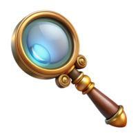 splendid tranquil contemporary Steampunk magnifying glass with ornate brass handle with Transparent Background high resolution png