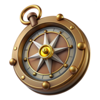 intense pristine Steampunk compass with a rotating bezel and intricate clockwork design with Transparent Background 8K png