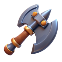 sought-after urban Concept art style, hyper-specific professional render of an isolated cutout, orcish war axe with chipped blade with Transparent Background 8K png
