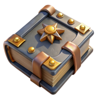 wonderful rustic Photorealistic, ultra-detailed isolated cutout of a single, ancient grimoire with metallic bindings, professional render with Transparent Background luxury png