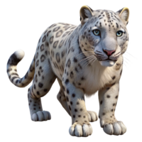 picturesque standout Photorealistic, ultra-detailed professional render of an isolated cutout of a single snow leopard, walking with Transparent Background png