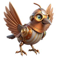 stunning inspired Steampunk clockwork bird with flapping wings with Transparent Background png