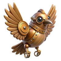 wonderful victorian Steampunk clockwork bird with flapping wings with Transparent Background refined png
