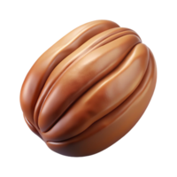 spectacular inspired Concept art style ultra-detailed isolated cutout of a single pecan, shelled, with Transparent Background png