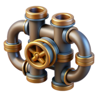 notable surreal Steampunk pipe fitting with multiple connections with Transparent Background exclusive png