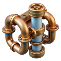 sumptuous nordic Steampunk pipe fitting with multiple connections with Transparent Background 8K png